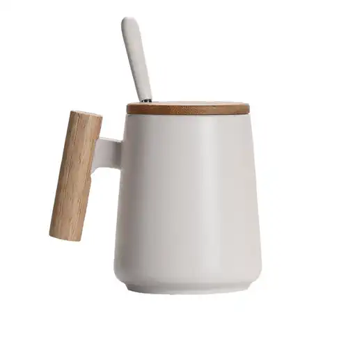 Custom stylist ceramic mug with wooden handle