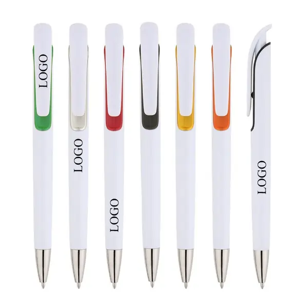 White pole gel plastic pen custom LOGO 
