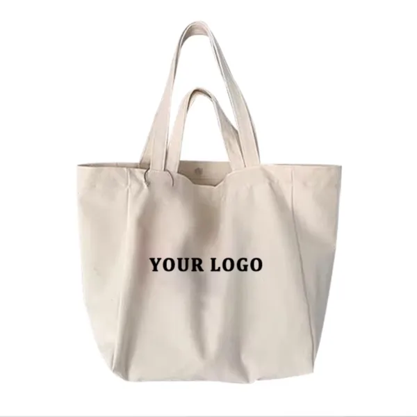 Double handled canvas tote bag with zipper