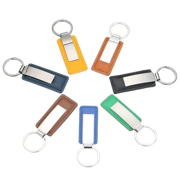 PU leather metal custom logo keychain 