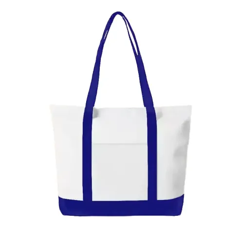 Two tone canvas shopping tote bag